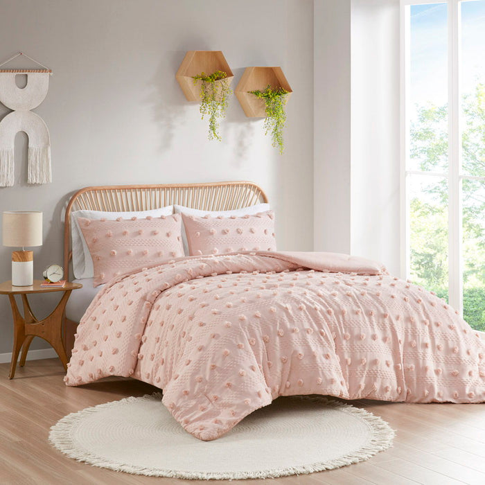 Lucy - Clip Jacquard Full Comforter Set - Pink - Simple Home Plus