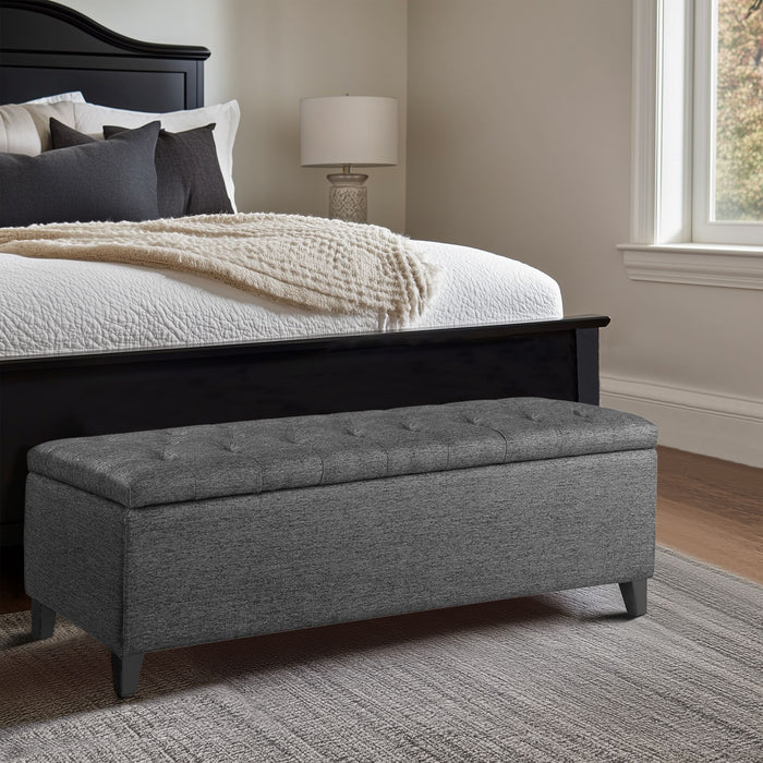 Shandra - Tufted Top Soft Close Storage Bench - Charcoal - Simple Home Plus