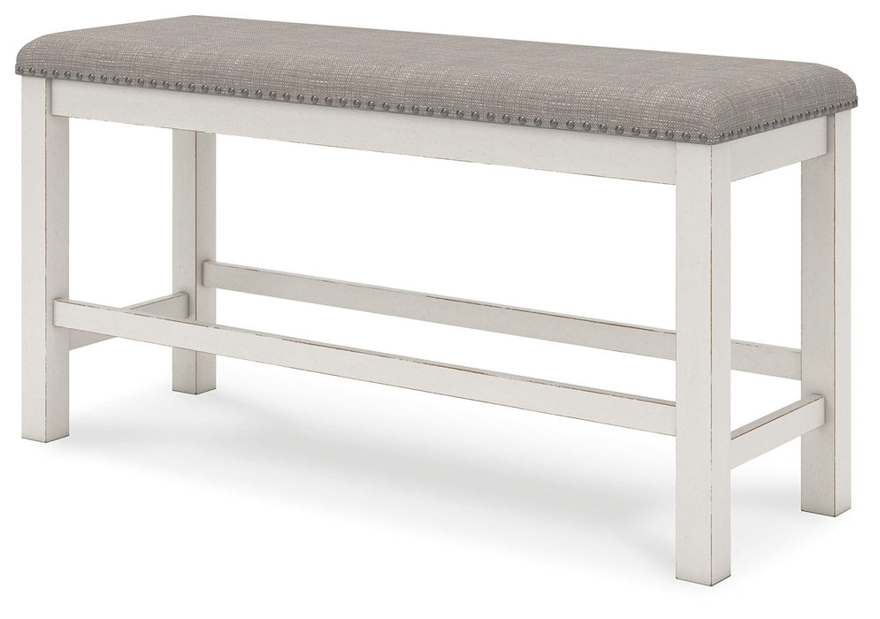 Robbinsdale - Antique White - Dbl Counter Height Upholstered Dining Bench - Simple Home Plus