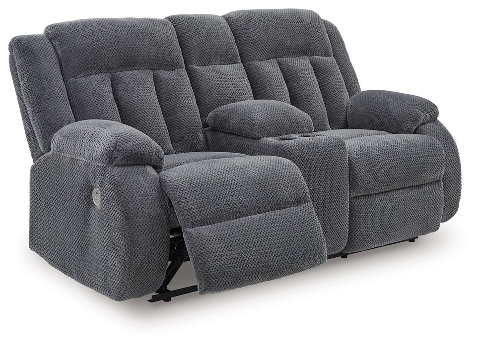 Observation - Steel - Double Reclining Power Loveseat With Console - Simple Home Plus