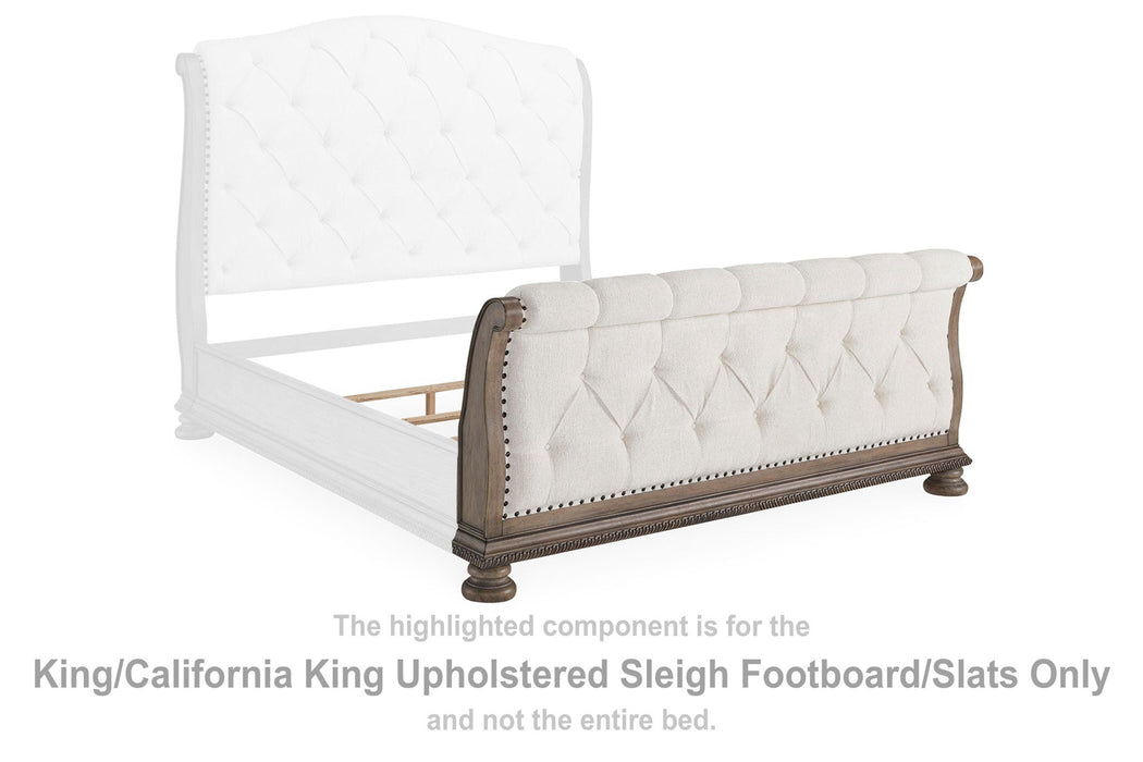 Ardenfield - King/California King Upholstered Sleigh Footboard/Slats - Light Brown - Simple Home Plus