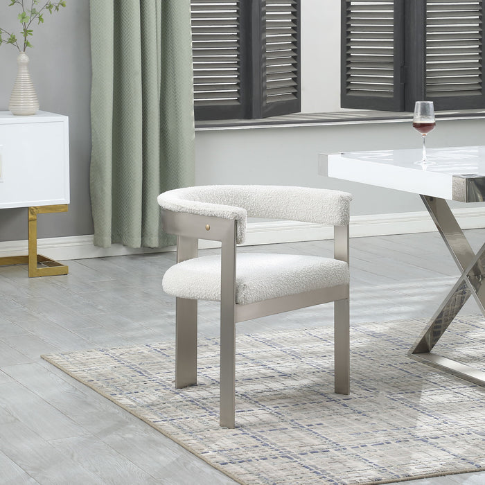 Romeo - Boucle Dining Chair With Silver Base (Set of 2) - Simple Home Plus