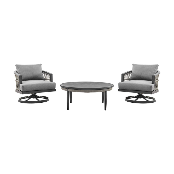 Zella - 3 Piece Outdoor Patio Swivel Seating Set - Light Gray - Simple Home Plus