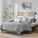 Drew - 5 Piece King Clipped Jacquard Comforter Set With Throw Pillows - Gray - Simple Home Plus
