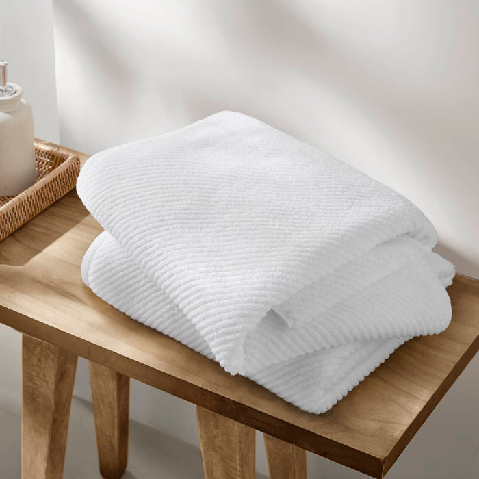 Diagonal Ribbed - 6 Piece Towels Set - White - Simple Home Plus