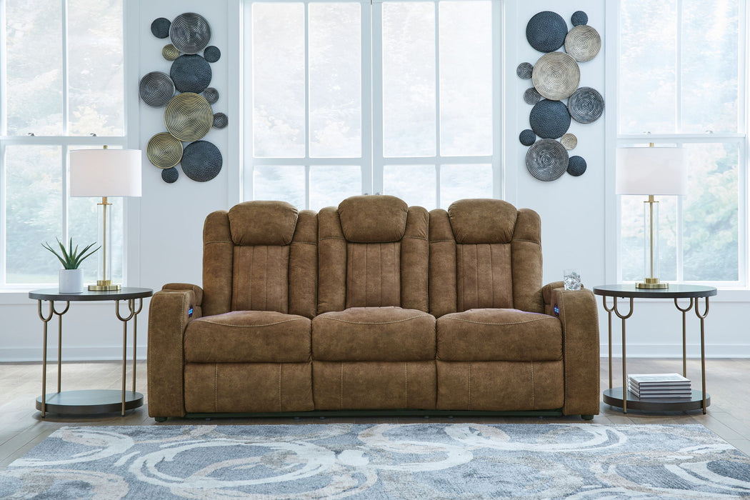 Wolfridge - 2 Pc. - Power Reclining Sofa, Power Reclining Loveseat With Console - Brindle - Simple Home Plus