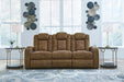 Wolfridge - 2 Pc. - Power Reclining Sofa, Power Reclining Loveseat With Console - Brindle - Simple Home Plus