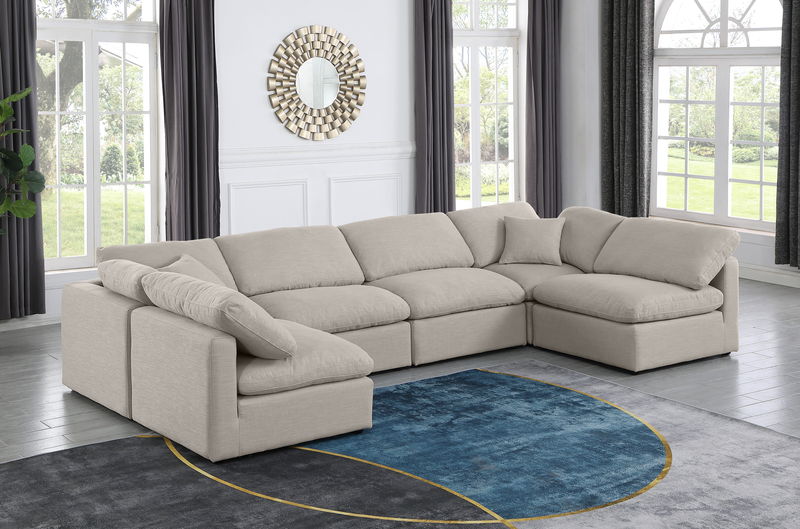 Indulge - Linen 6 Piece Modular U-Shaped Sectional