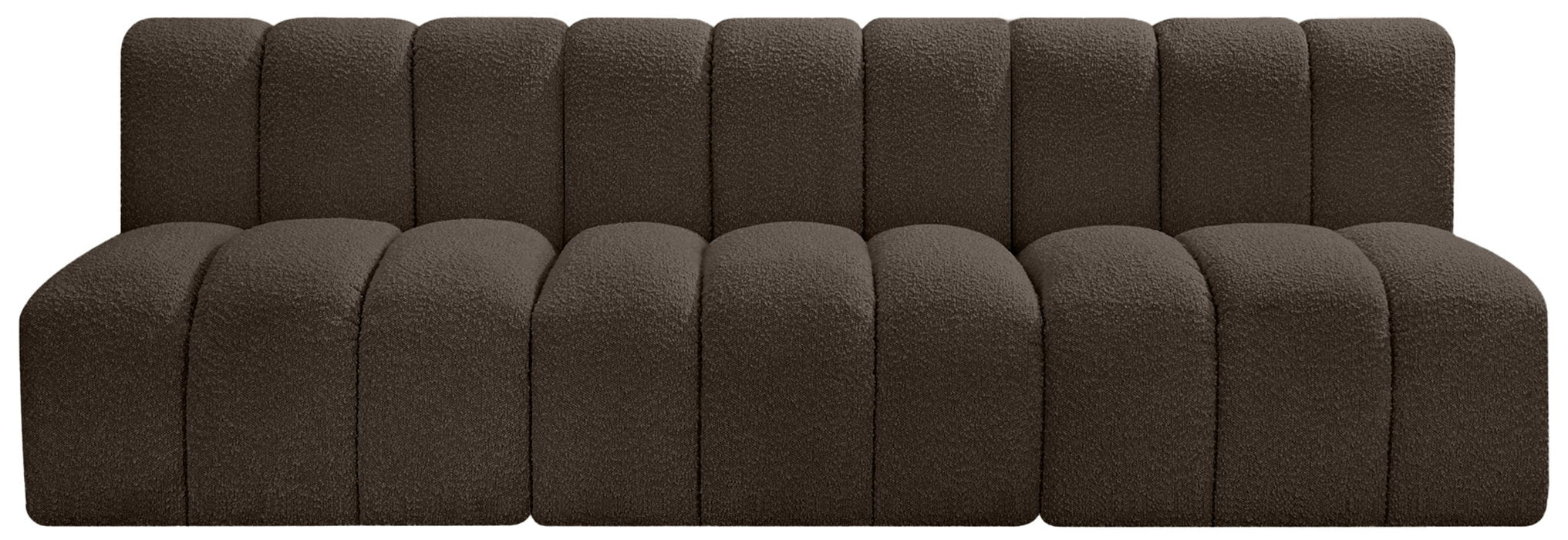 Arc - Boucle Fabric 3 Piece Modular Straight Sofa - Brown - Simple Home Plus