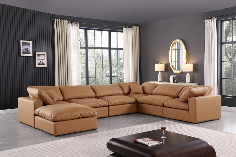 Comfy - 7 Piece Faux Leather Modular Sectional With Chaise