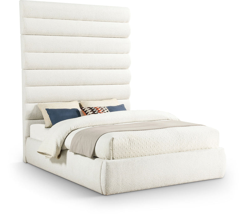 Adam - Boucle Fabric Bed With 89" Headboard - Simple Home Plus