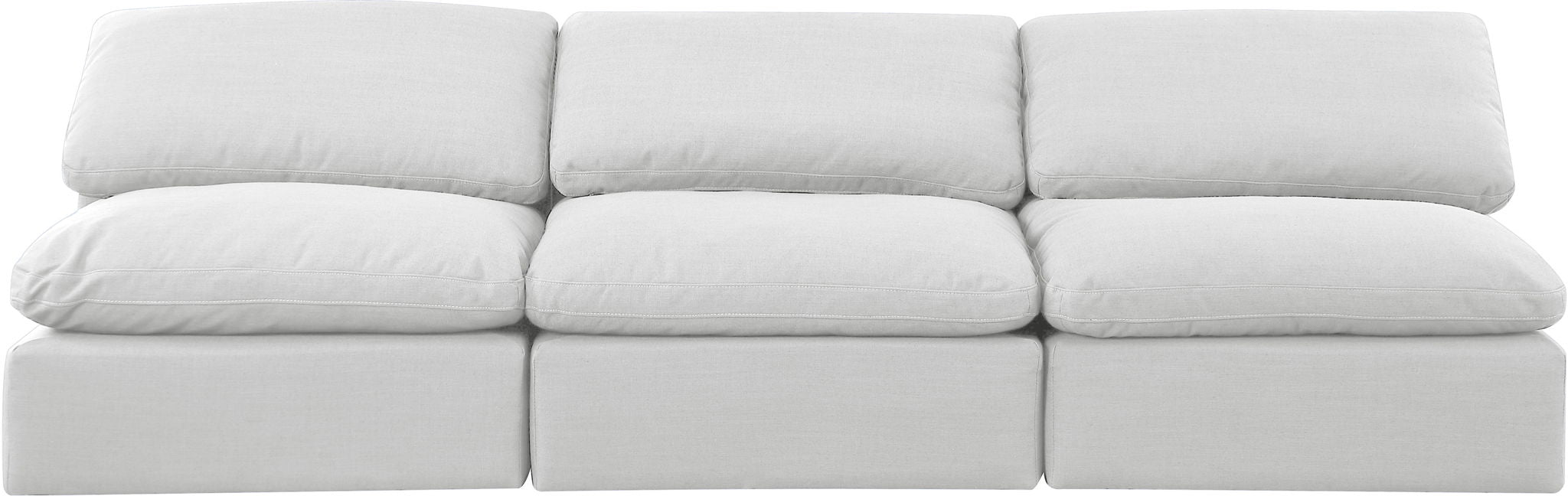 Indulge - Linen 3 Piece Modular Armless Sofa - White - Simple Home Plus