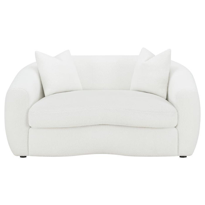 Isabella - Faux Sheepskin Upholstered Loveseat Natural - Ivory - Simple Home Plus
