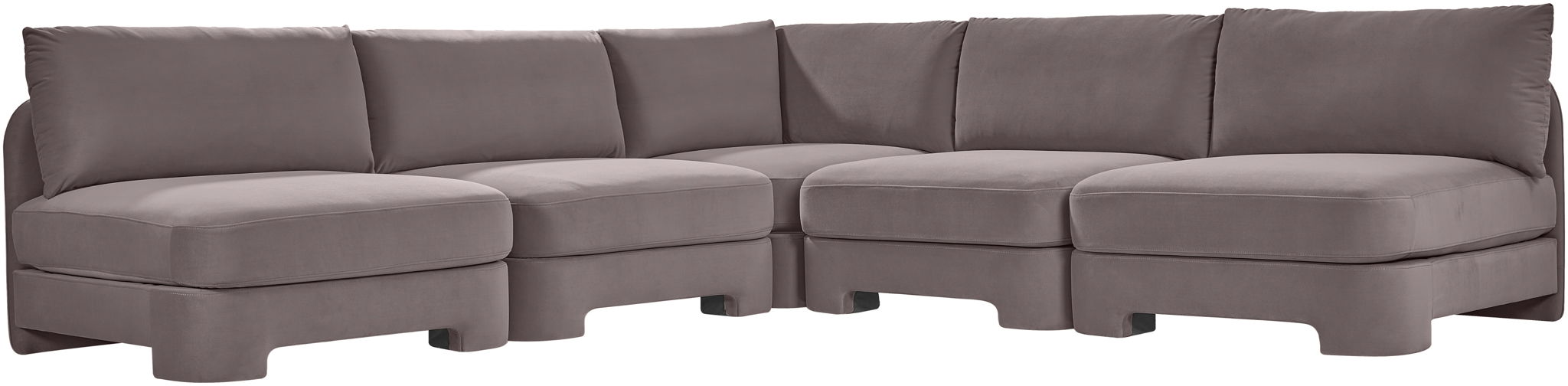Hammond - Velvet Performance Fabric Upholstered 5 Piece Armless Sectional - Simple Home Plus