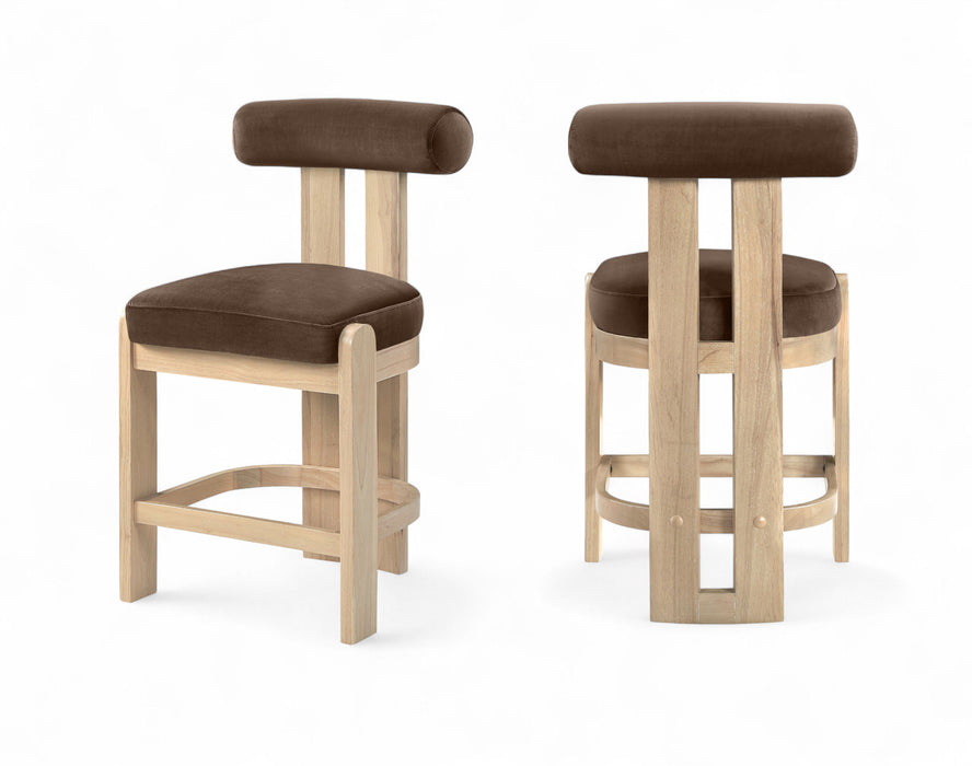 Arienzo - Velvet Performance Fabric Upholstered Counter Stool (Set of 2) - Simple Home Plus