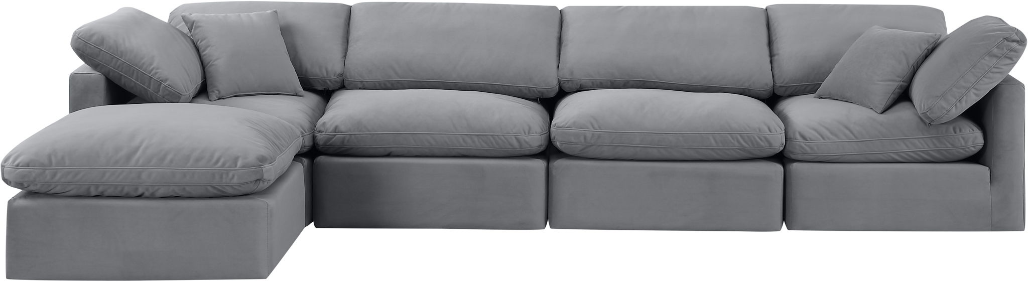 Indulge - Velvet 5 Piece Modular Sectional With Chaise - Simple Home Plus
