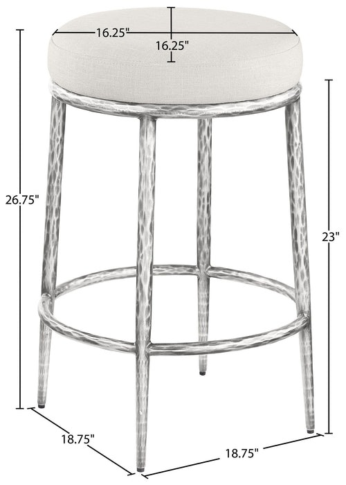 Ferro - Upholstered Backless Counter Stool With Brushed Silver Base - Simple Home Plus