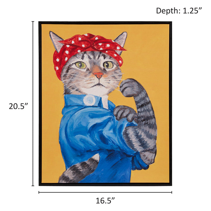 Pet Portrait - Rosie The Feline Framed Canvas Wall Art - Rosie Feline - Simple Home Plus