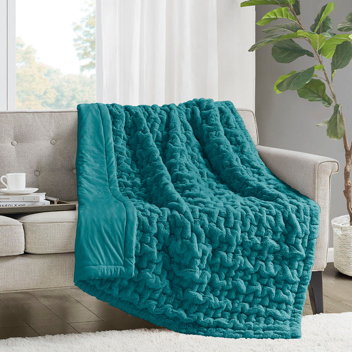 Ruched Throw - Teal - Simple Home Plus