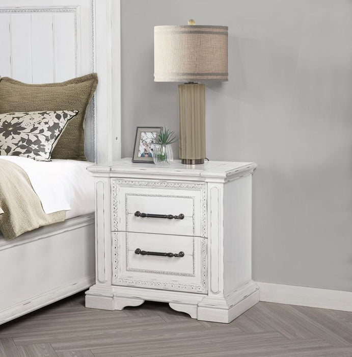 Mckinney - 2-Drawer Nightstand With Dual USB - Vintage White - Simple Home Plus