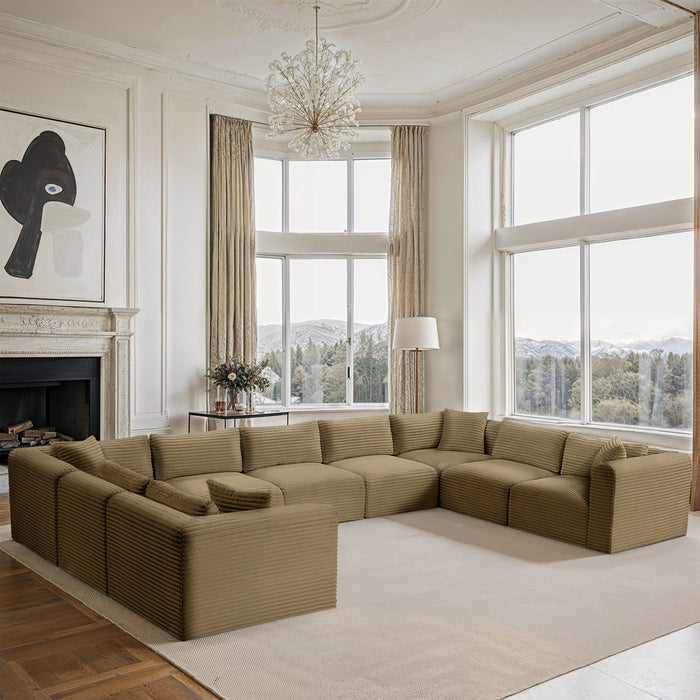 Shaggy - Fabric 9 Piece Modular U-Shaped Sectional - Simple Home Plus