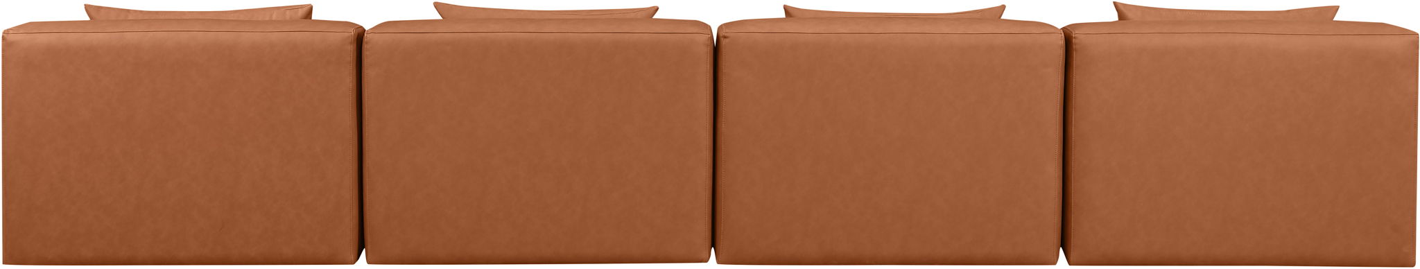 Cube - Modular 4 Piece Armless Sofa - Cognac - Simple Home Plus