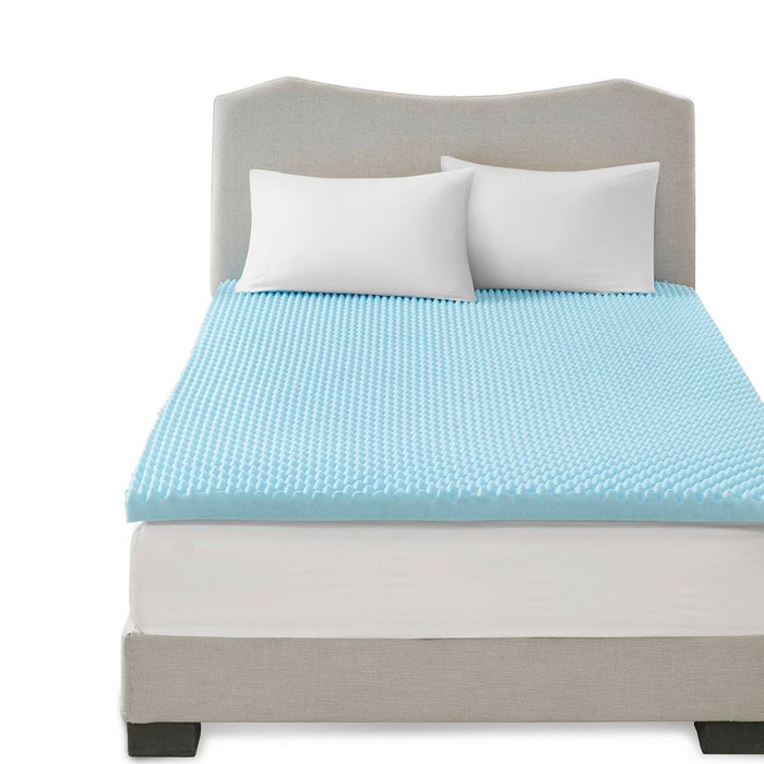 Full Gel Memory Foam Hypoallergenic Cooling Mattress Topper - Blue - Simple Home Plus