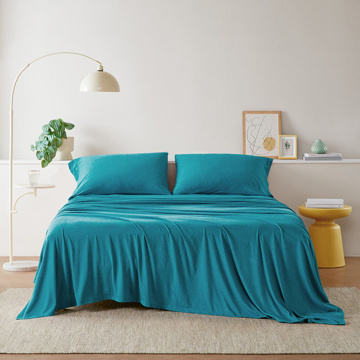 Cotton Blend Jersey Knit - King All Season Sheet Set - Teal