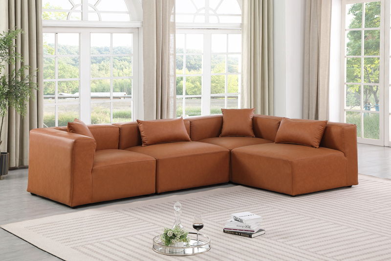 Cube - 4 Piece Modular Corner Sectional - Cognac