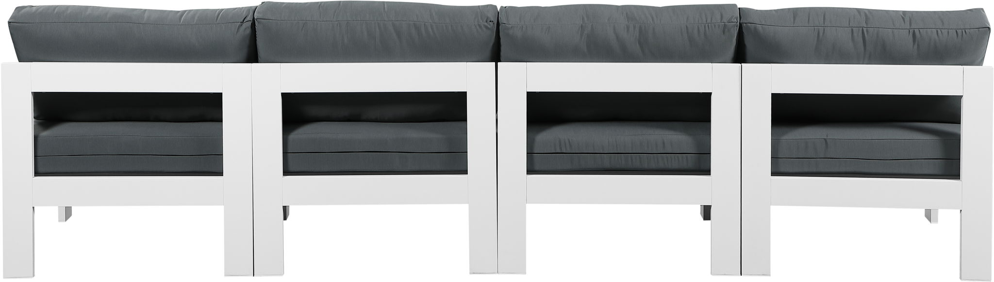 Nizuc - Outdoor Patio 4 Seat Armless Modular Sofa With White Frame