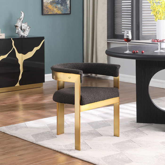 Romeo - Boucle Dining Chair With Gold Base (Set of 2) - Simple Home Plus