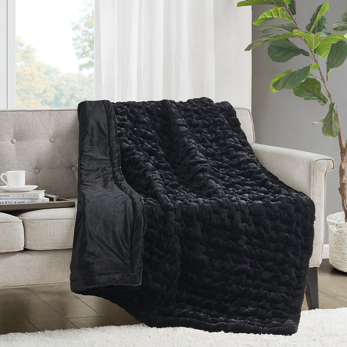 Ruched Throw - Black - Simple Home Plus