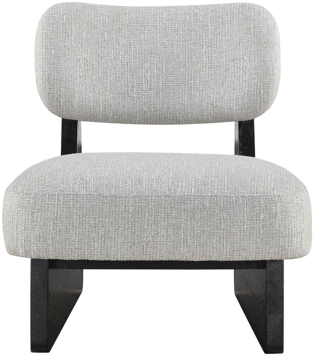 Vetra - Linen Textured Fabric Upholstered Accent Chair With Black Base - Simple Home Plus