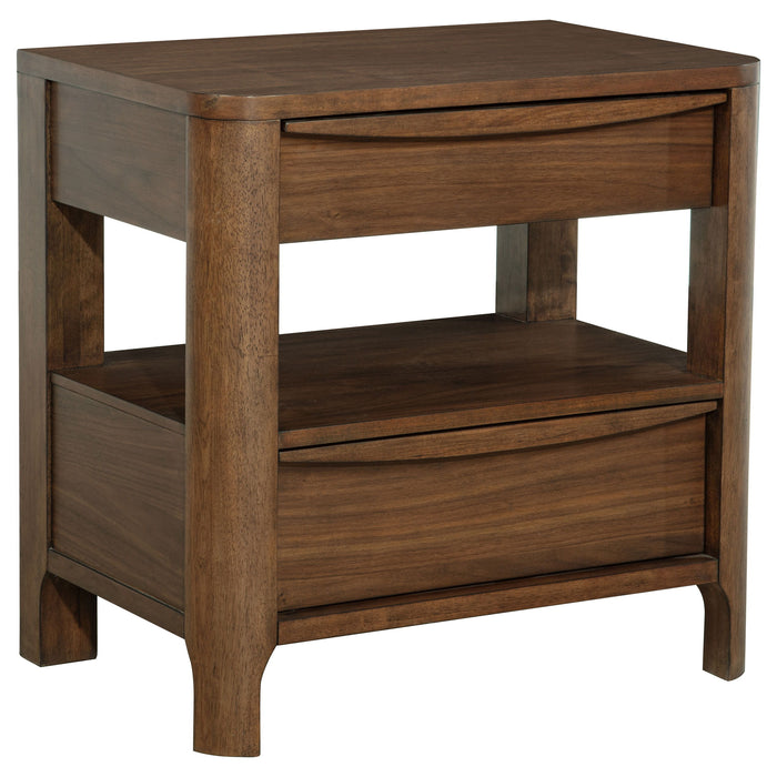 Maderia - 2-Drawer Nightstand Bedside Table - Walnut - Simple Home Plus