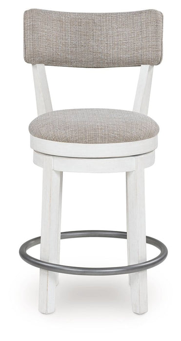 Robbinsdale - Antique White - Upholstered Swivel Barstool (Set of 2) - Simple Home Plus