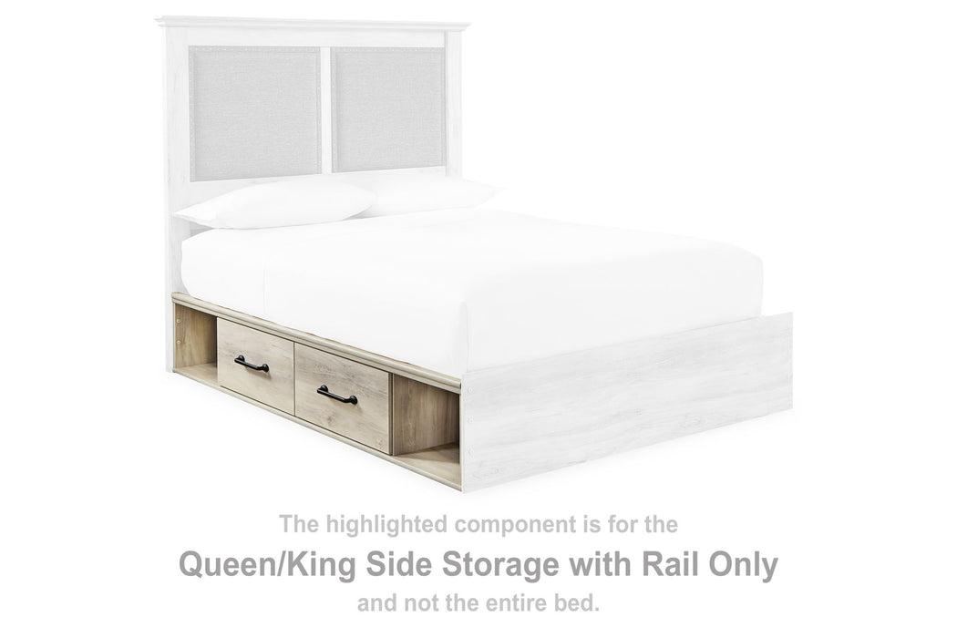 Cambeck - Q/K Side Storage w/Rail - Whitewash - Simple Home Plus