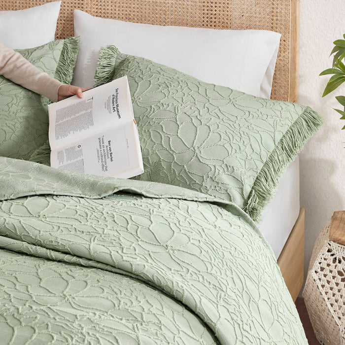 Willow - 3 Piece Queen Bedspread Set - Sage - Simple Home Plus