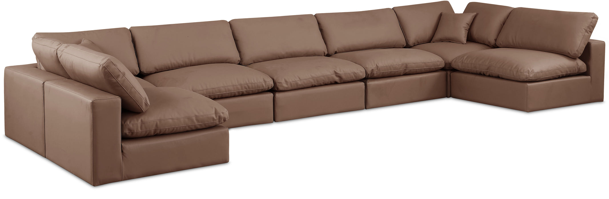 Comfy - 7 Piece Faux Leather Modular Armless Sectional - Simple Home Plus