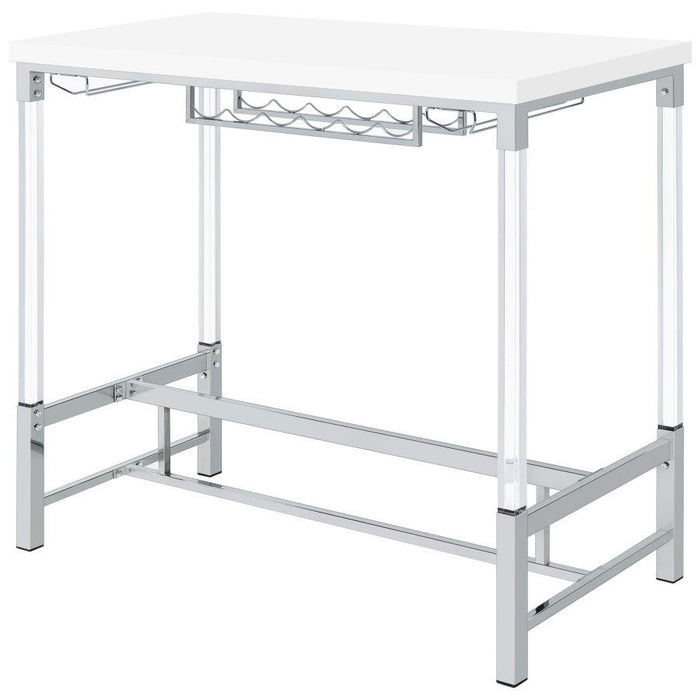 Norcrest - Acrylic Leg Bar Table - White High Gloss - Simple Home Plus