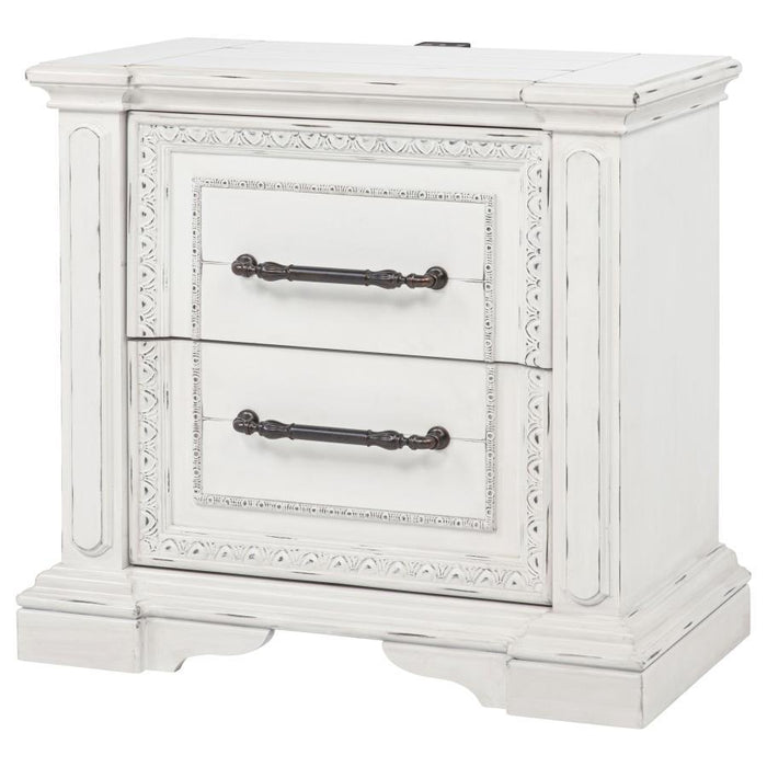 Mckinney - 2-Drawer Nightstand With Dual USB - Vintage White - Simple Home Plus