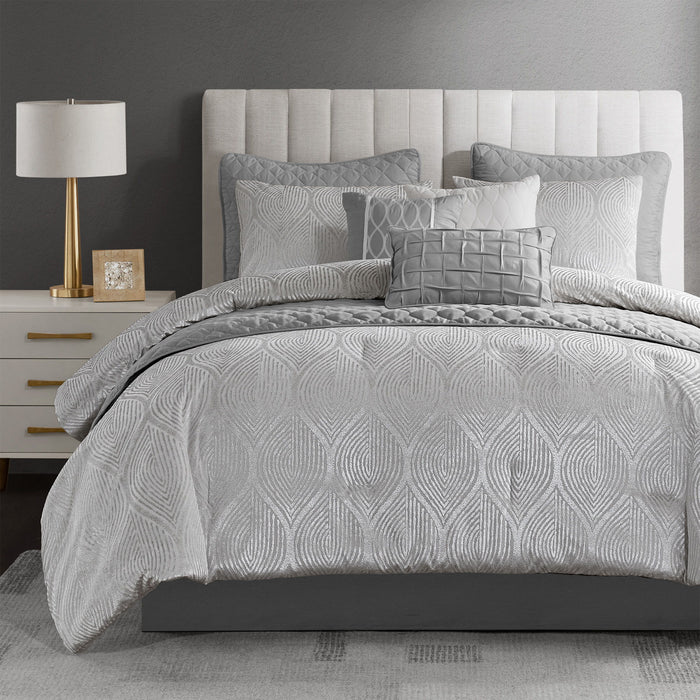 Nocturne - California King Comforter Set - Gray