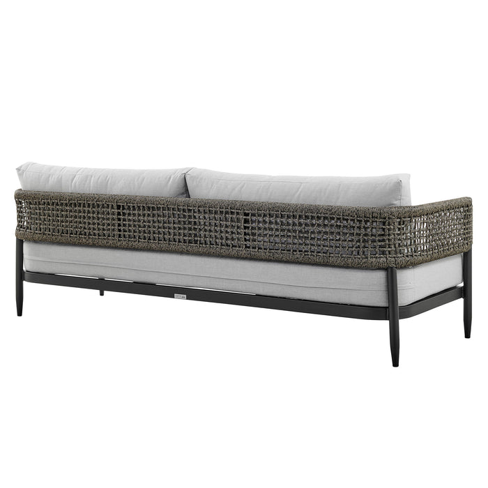 Alegria - 4 Piece Outdoor Black Aluminum & Rope Conversation Set With Light Gray Fabric Cushions - Simple Home Plus