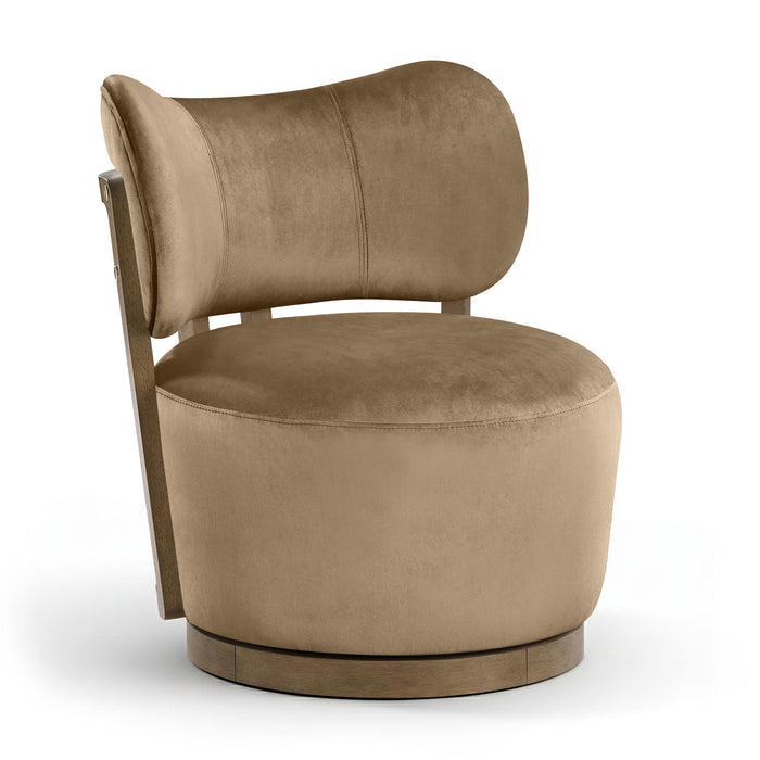 Elara - Velvet Upholstered Swivel Accent Chair - Stained Brown - Simple Home Plus