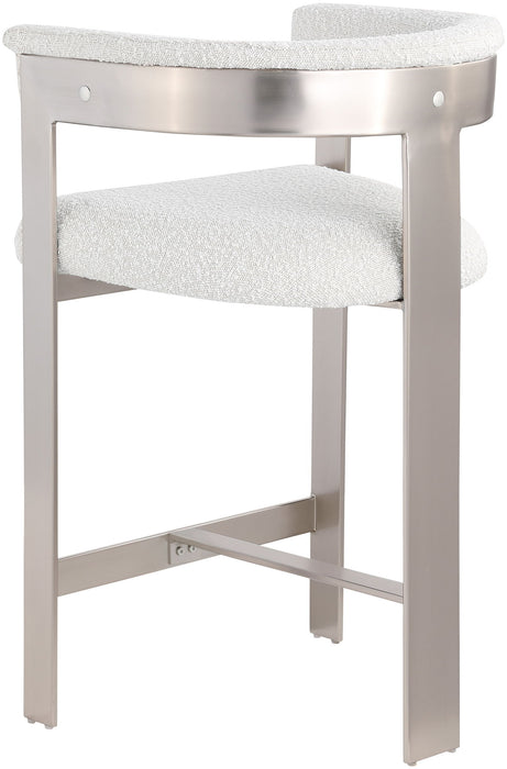 Romeo - Boucle Counter Stool With Silver Base (Set of 2) - Simple Home Plus