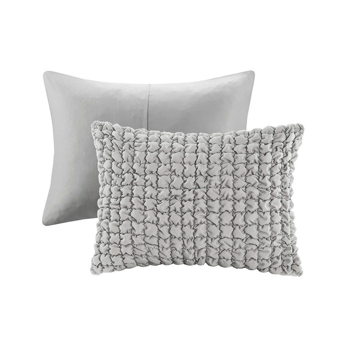 Evelyn - 3 Piece Stripe Ruched Comforter Set - Gray - Simple Home Plus