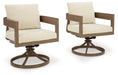 Serene Bay - Dark Brown / White - Swivel Chair With Cushion (Set of 2) - Simple Home Plus