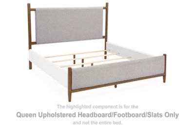 Lyncott - Queen Upholstered Headboard/Footboard/Slats - Gray / Brown - Simple Home Plus