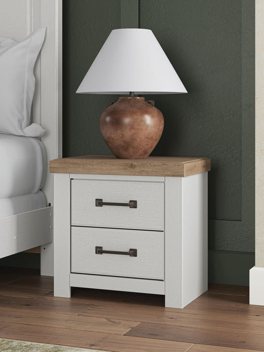 Savonport - Two Drawer Night Stand - White / Brown - Simple Home Plus