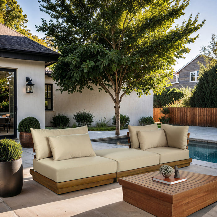 Mirella - 3 Piece Water Resistant Fabric Upholstered Outdoor Patio Modular Sofa - Simple Home Plus