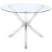 Vance - Round Glass Top Asterisk Dining Table - Chrome - Simple Home Plus